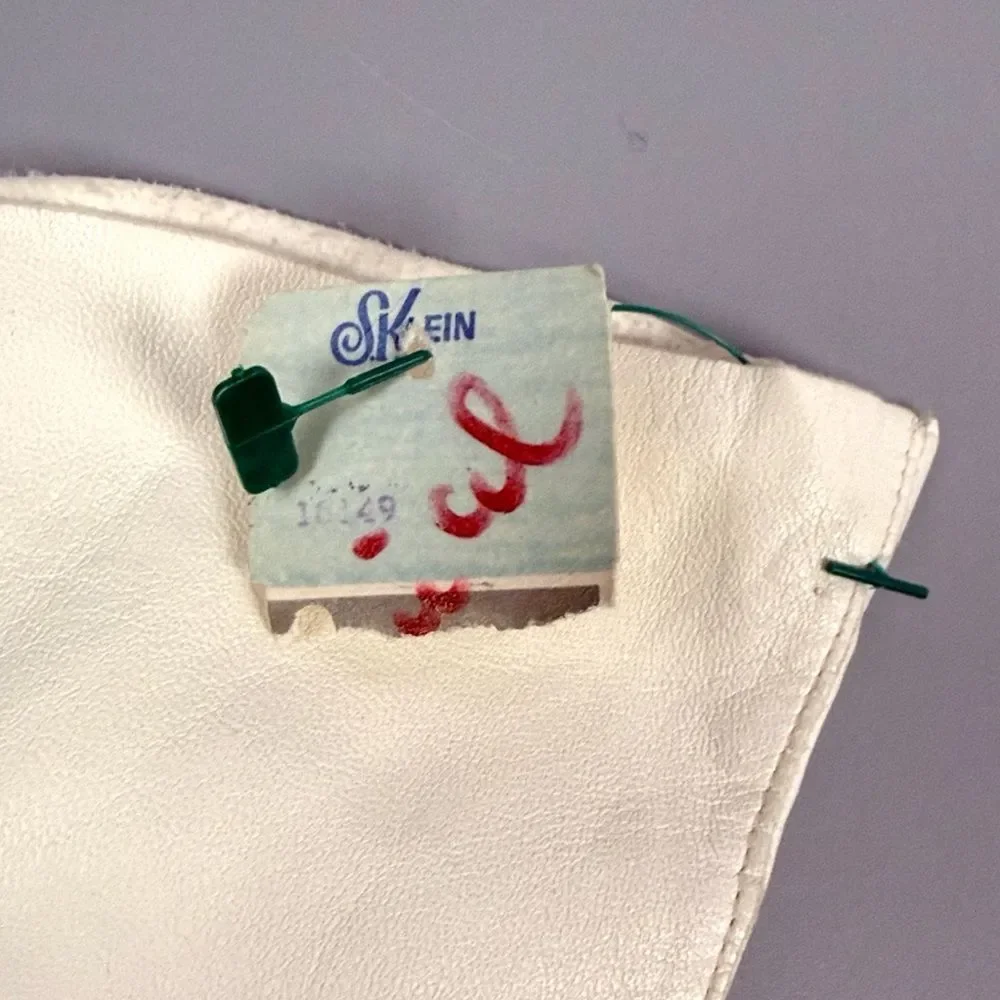 Vintage 1950s - 60s Ivory Long Gloves Washable Leather S. Klein Size 6.5 Italy